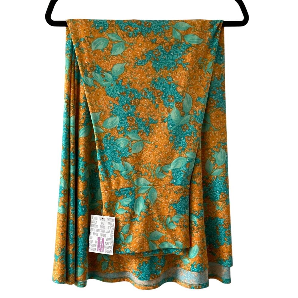 NWT LuLaRoe Maxi skirt women’s size M turquoise blue green orange floral NEW